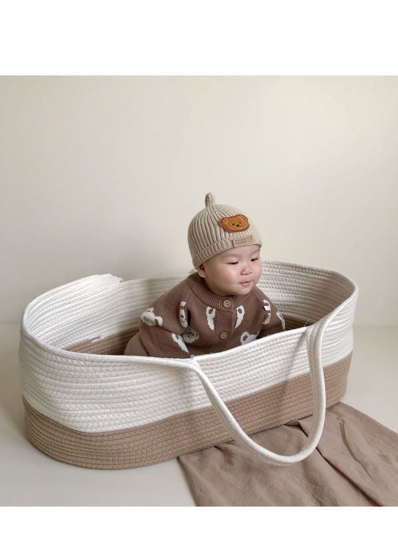 Arabest - Baby Carrycot, Portable Cotton Woven Baby Sleeping Basket, Outdoor Carrycot - Image 1