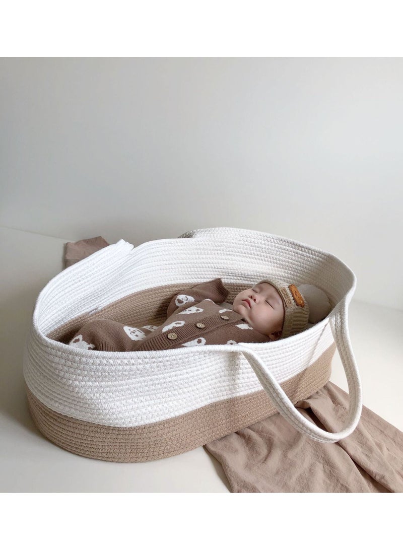 Arabest - Baby Carrycot, Portable Cotton Woven Baby Sleeping Basket, Outdoor Carrycot - Image 1