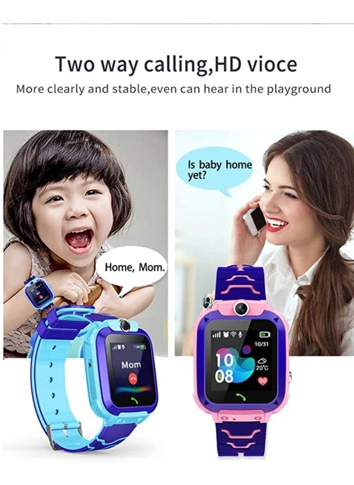 ELTRAZONE - Waterproof Touching Screen Intelligent Smart Watch With SOS Call Voice Chat Alarm Clock Compatible For Android and iOS Phone Blue - Image 1