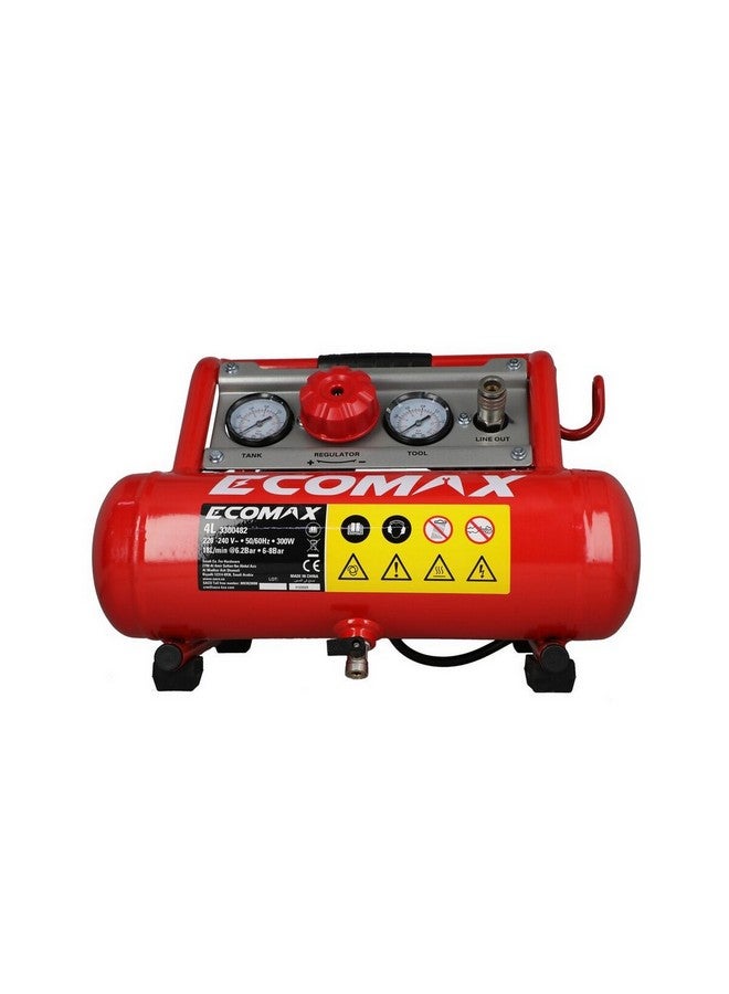 ecomax Hotdog Shaped Quiet Air Compressor Red and Silver 4 L 3300482 - Image 5