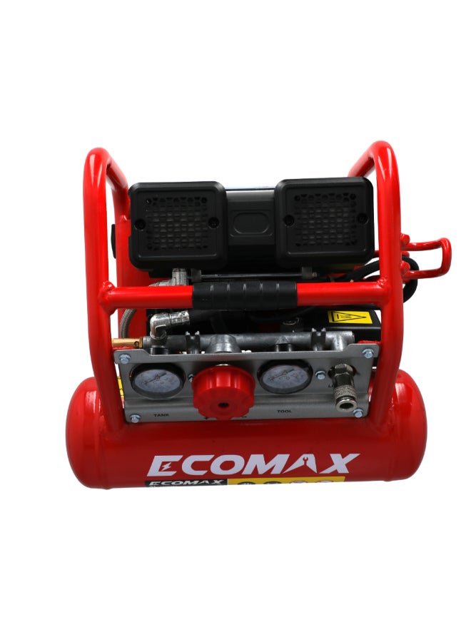ecomax Hotdog Shaped Quiet Air Compressor Red and Silver 4 L 3300482 - Image 2