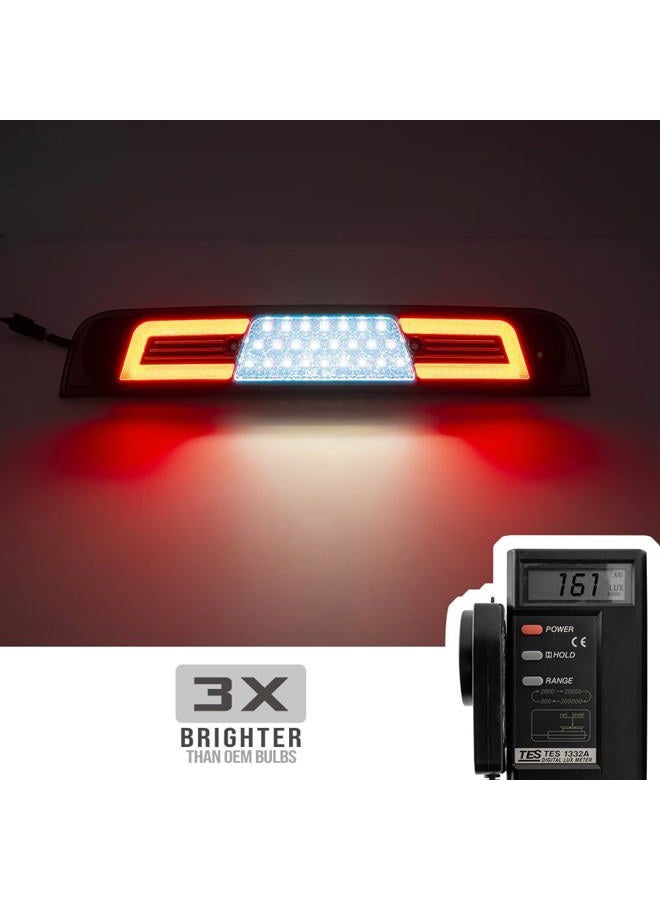 NSLUMO Led Third Brake Light Replacement for 2019 2020 2021 2022 2023 RAM 1500 Pickup Trucks Red LED 3rd Brake Center High Mount Stop Lamp White Cab Cargo Light Smoked Lens Truck Bed CHMSL - Image 2