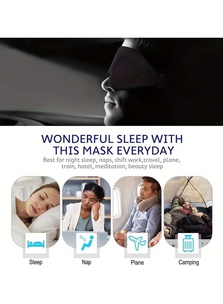 ATRJSZ 3D Contoured Sleep Eye Mask for Men & Women - Soft, Unscented, Dye-Free, Concave Molded Night Sleep Mask for Blocking Out Light, Soothing Comfort Eye Shade Cover for Travel, Yoga, Nap - Black  - Image 3