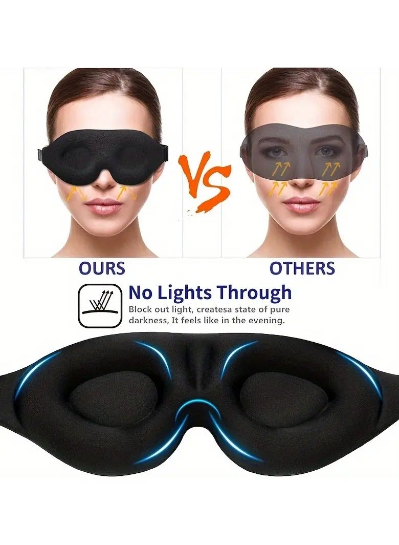 ATRJSZ 3D Contoured Sleep Eye Mask for Men & Women - Soft, Unscented, Dye-Free, Concave Molded Night Sleep Mask for Blocking Out Light, Soothing Comfort Eye Shade Cover for Travel, Yoga, Nap - Black  - Image 4