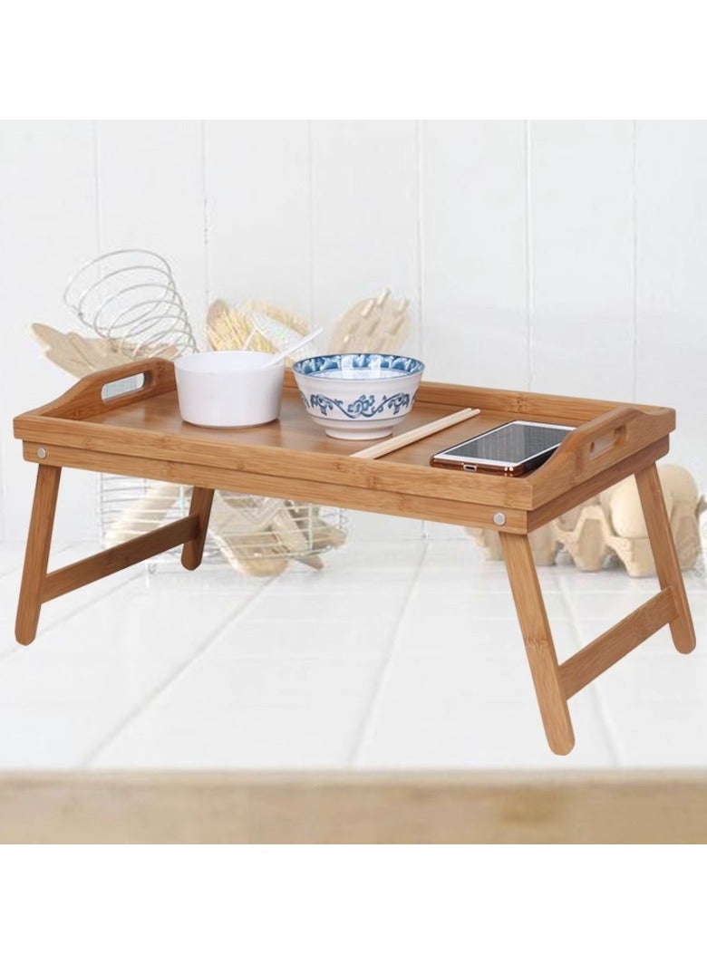 general Bed Tray Folding Dinner Tray Wooden Bamboo Tea Tray Picnic Table - Image 5