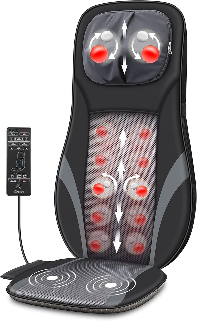 Snailax Shiatsu Back Massager with Heat Deep Kneading Massage Chair Pad with Adjustable Intensity Shiatsu Chair Massager to Relax Full Body Muscle - Image 1