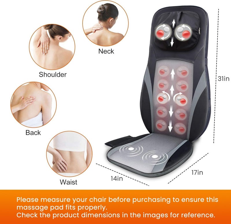 Snailax Shiatsu Back Massager with Heat Deep Kneading Massage Chair Pad with Adjustable Intensity Shiatsu Chair Massager to Relax Full Body Muscle - Image 4