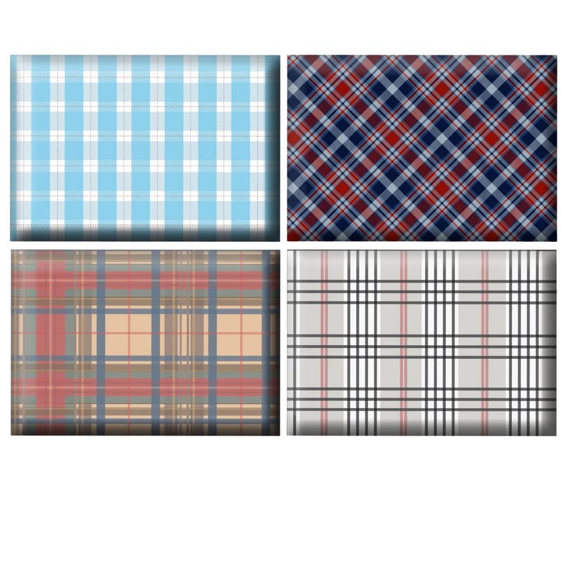 Dovetail Tiffany Square Mistle Toe Bourbon & Tartan Gift Wrapping Papers Combo of 4 Sheets - Image 1