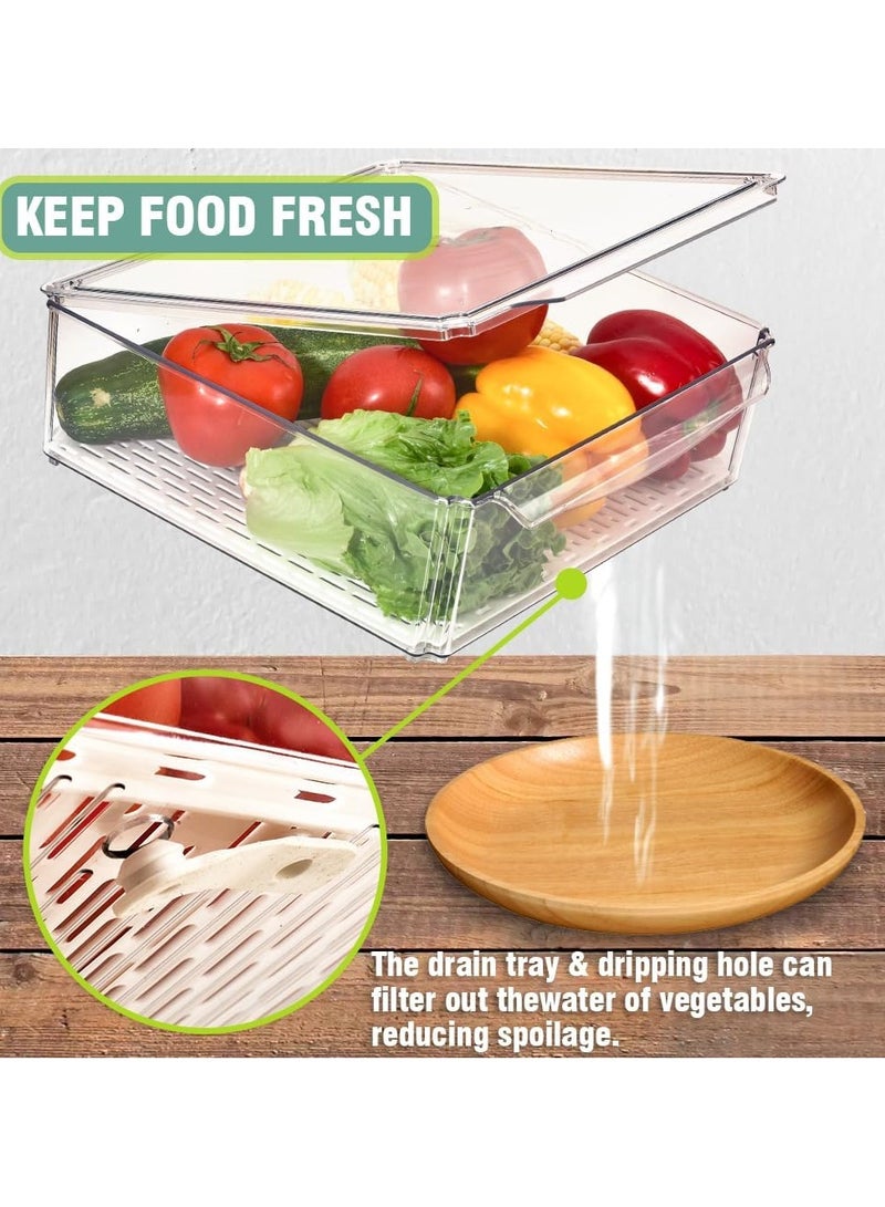 MARK STORE Refrigerator Organizers Storage & Stackable Bins with Lids, Fruits, Food, Drinks & Vegetable Storage boxes for Kitchen & Pantry  - Image 3