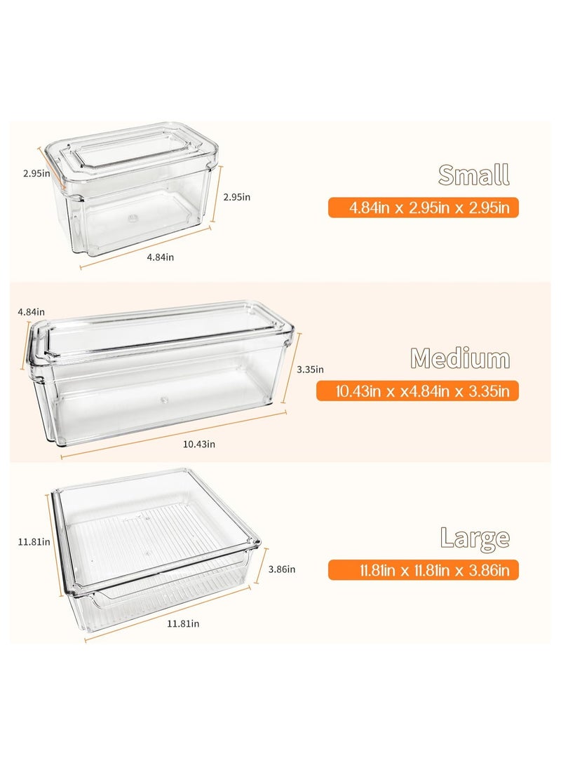 MARK STORE Refrigerator Organizers Storage & Stackable Bins with Lids, Fruits, Food, Drinks & Vegetable Storage boxes for Kitchen & Pantry  - Image 4