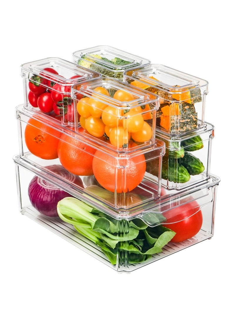MARK STORE Refrigerator Organizers Storage & Stackable Bins with Lids, Fruits, Food, Drinks & Vegetable Storage boxes for Kitchen & Pantry  - Image 1