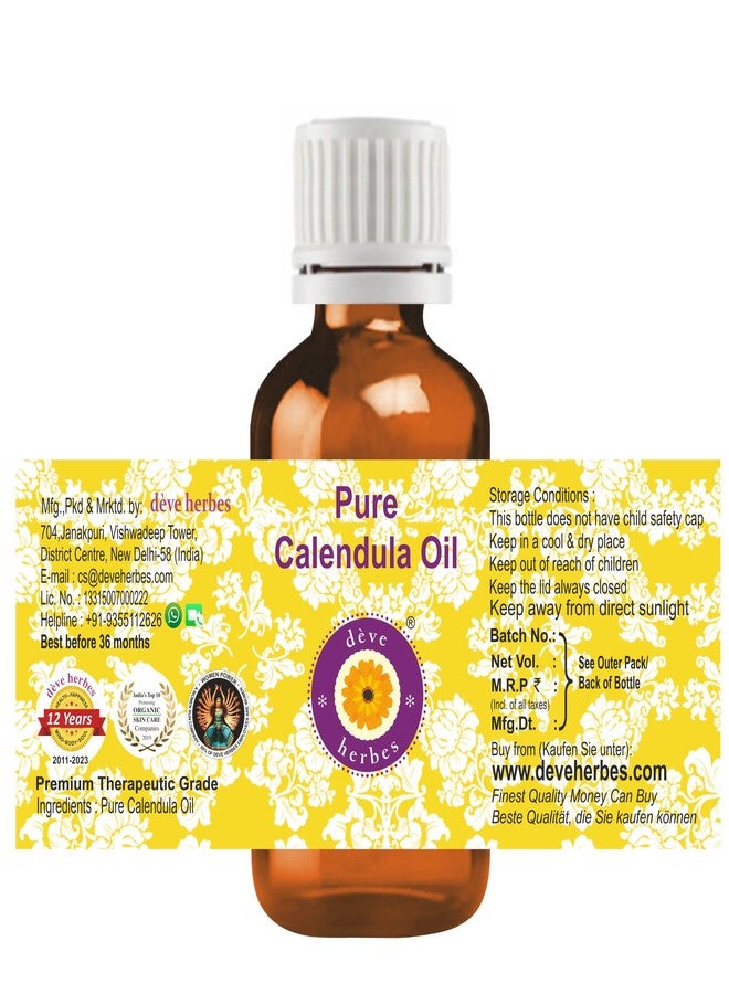 Deve Herbes Calendula Oil (Calendula officinalis) | Infused | Pure | Non-Sticky | Lightweight | Mild Formula | For Daily Skincare | For Men & Women | All Skin Types | 50ml - Image 2