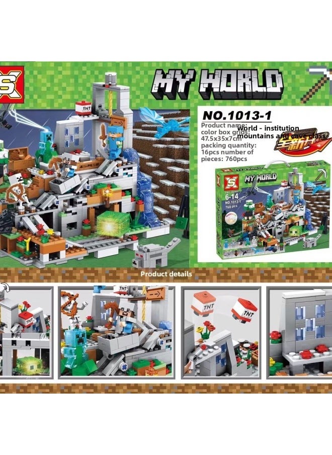 Compatible With Lego Small Particle Building Blocks My Toy World Suit Children's Puzzle Assembled Toy Boys Puzzle-Color:411
