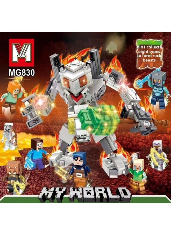 Compatible With Lego Small Particle Building Blocks My Toy World Suit Children's Puzzle Assembled Toy Boys Puzzle-Color:411