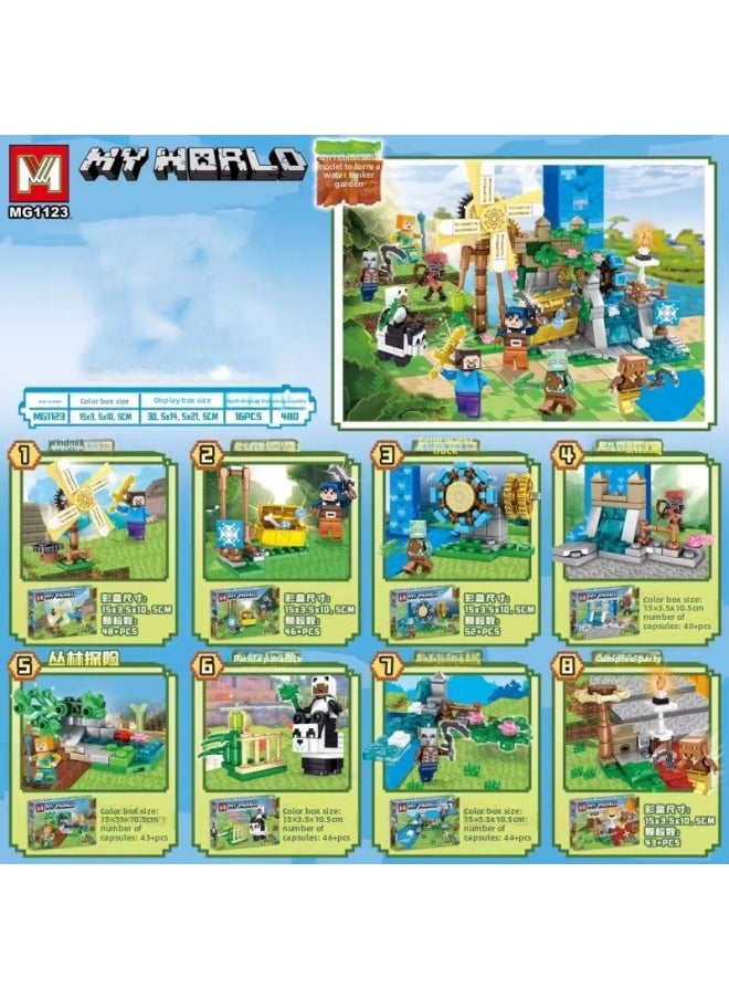 Compatible With Lego Small Particle Building Blocks My Toy World Suit Children's Puzzle Assembled Toy Boys Puzzle-Color:411