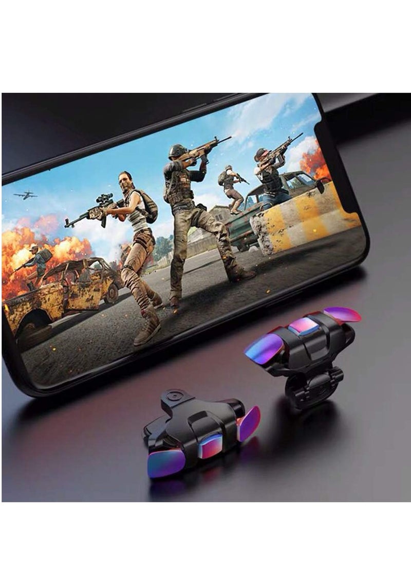 Mobile Game Controller Trigger for iPhone Android, PUBG Cellphone Gaming Joystick 4 Fingers Operation, with Sensitive Shoot Aim Keys for Fornite Knives Out Rules of Survival