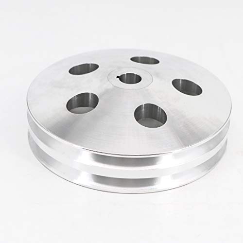 KIPA Aluminium Double groove Power Steering Pump Pulley For Chevy SBC BBC With key-way power steering units through 1984 with a 5/8" Shaft Satin Aluminium Finish Durable 2-Groove 8848-1 - Image 2