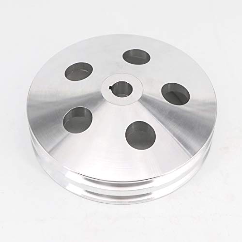 KIPA Aluminium Double groove Power Steering Pump Pulley For Chevy SBC BBC With key-way power steering units through 1984 with a 5/8" Shaft Satin Aluminium Finish Durable 2-Groove 8848-1 - Image 5