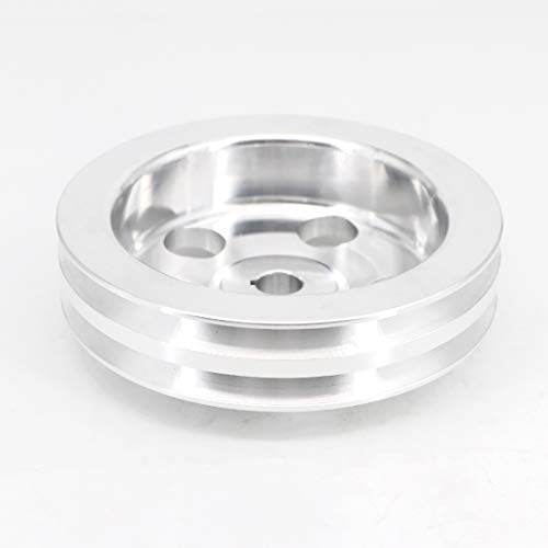 KIPA Aluminium Double groove Power Steering Pump Pulley For Chevy SBC BBC With key-way power steering units through 1984 with a 5/8" Shaft Satin Aluminium Finish Durable 2-Groove 8848-1 - Image 4