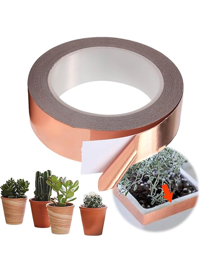 erorex Copper Tape Copper Foil Tape Snail Slug Repellent Tape Self Adhesive Slug Deterrent Barrier Copper Tape For Plant Protection Guitar Emi Shielding Soldering Electrical Repairs 30Mm*2M  - Image 1