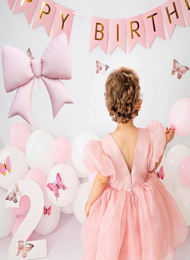 Eoopoon 4Pcs Pink Bow Foil Balloons, 38in Giant Bow Party Decora Balloons, Elegant Bow Birthday Decoration for Weddings/Baby Showers/Gender Reveals(Pink) - Image 4