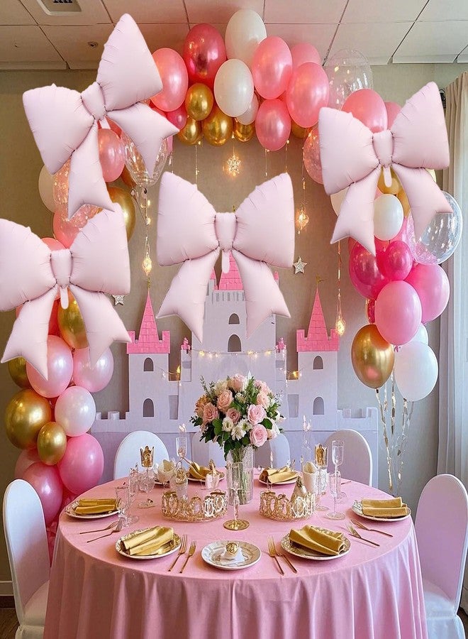 Eoopoon 4Pcs Pink Bow Foil Balloons, 38in Giant Bow Party Decora Balloons, Elegant Bow Birthday Decoration for Weddings/Baby Showers/Gender Reveals(Pink) - Image 3