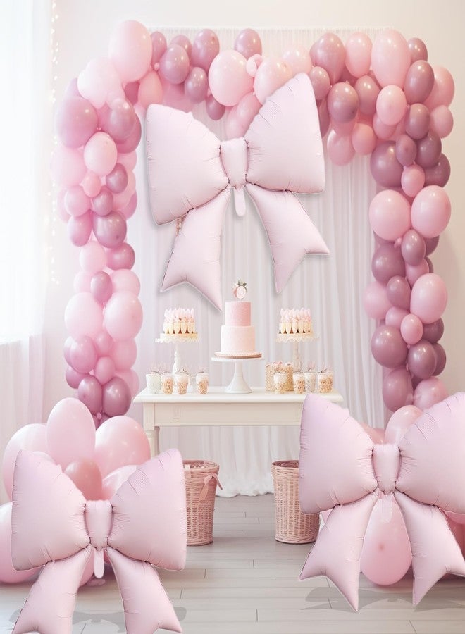 Eoopoon 4Pcs Pink Bow Foil Balloons, 38in Giant Bow Party Decora Balloons, Elegant Bow Birthday Decoration for Weddings/Baby Showers/Gender Reveals(Pink) - Image 2