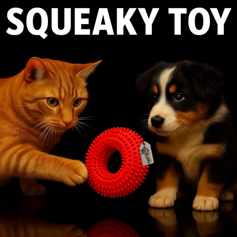 Western Era Spiked Ring Dog Squeaky Toy | Durable for Chewing, Tug & Fetch | Textured Teething Ring for Puppies & Adult Dogs | Interactive Noisy Toy for All Breeds | Stimulating Chew for Dogs (Type 7) - Image 2