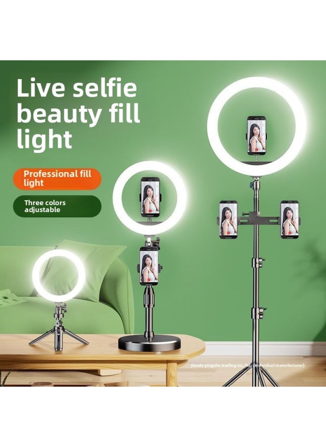 Generic Mobile Phone Live Light Supplement Anchor Dedicated Desktop Network Red Beauty Photo Face Light Self Portrait Photography-Specifications:45cm Desktop Dual Camera + 10inch Ring Beauty Lamp + Bluetooth [weighted Version]  - Image 2