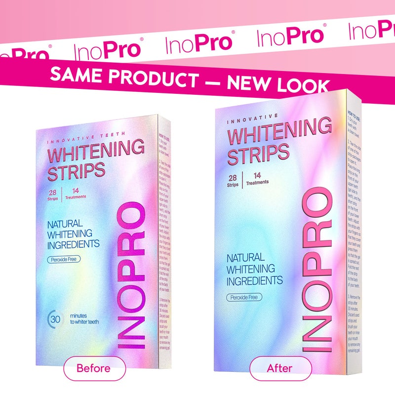 InoPro Teeth Whitening Strips 14 Treatments Kit - Enamel Safe Teeth Whitener, Peroxide-Free, Green White Strips for Teeth Whitening with Arbutin, Coconut Oil, Deep Stains Removal (28 Strips) - Image 2
