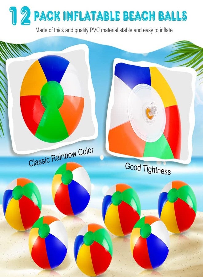 Coopay 24 Pack 16" Large Inflatable Beach Balls Classic Rainbow Swimming Pool Ball Birthday Beach Party Decoration Summer Water Games Gifts 16 to 12 Inches from Deflated to Inflated - Image 4