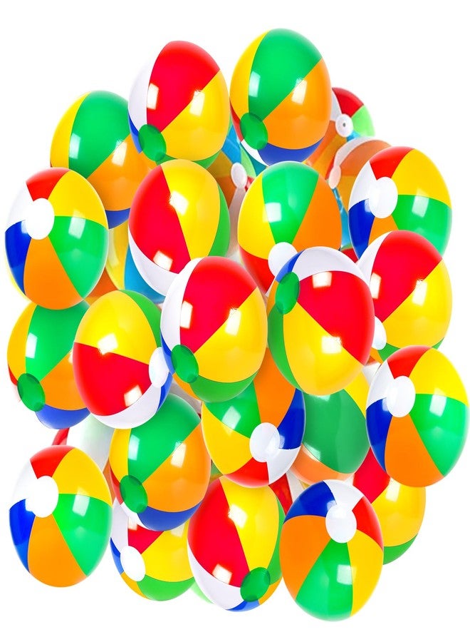 Coopay 24 Pack 16" Large Inflatable Beach Balls Classic Rainbow Swimming Pool Ball Birthday Beach Party Decoration Summer Water Games Gifts 16 to 12 Inches from Deflated to Inflated - Image 1