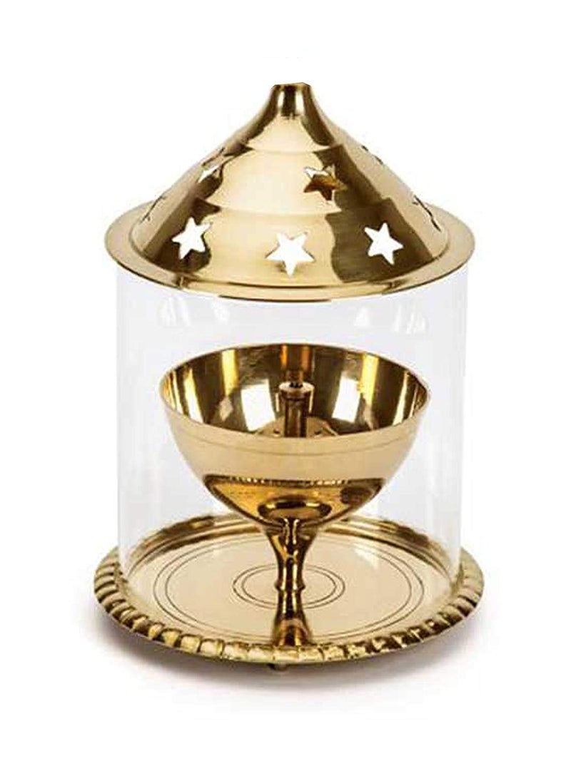 Case Creation Brass Akhand Diya with Glass Cover 5 Inch Diwali Decor for Pooja Home Decoration Gifts Borosilicate Batti Lamp with Wick Holder Gold Lid for Jyoti Lighting in Bedroom Mandir - Image 4