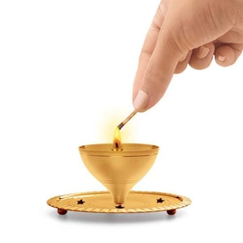 Case Creation Brass Akhand Diya with Glass Cover 5 Inch Diwali Decor for Pooja Home Decoration Gifts Borosilicate Batti Lamp with Wick Holder Gold Lid for Jyoti Lighting in Bedroom Mandir - Image 5