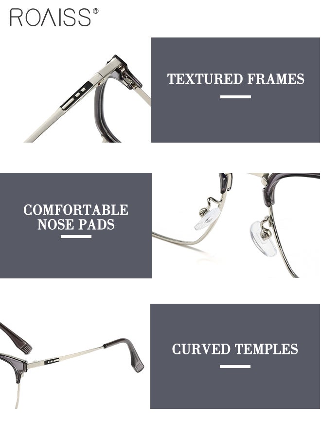 roaiss Men's Blue Light Blocking Sunglasses Anti UV and Glare Blue Light Filter Computer Glasses Rectangular Color Changing Anti Eyestrain Headache Eyewear Gray Silver  - Image 5
