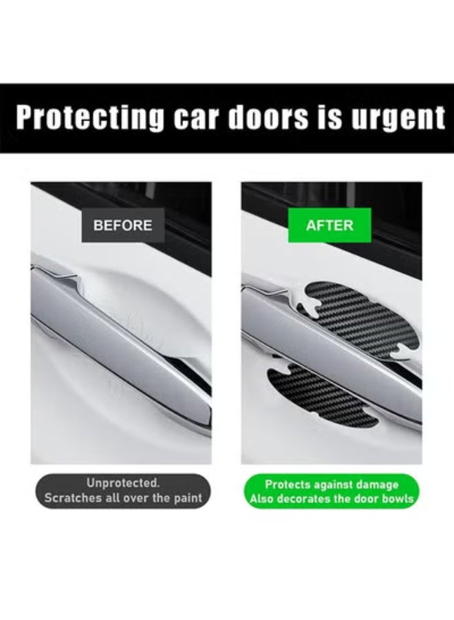 بيتشجوي 8 قطع من ملصقات مقبض باب السيارة، واقي كأس باب السيارة من ألياف الكربون المضاد للخدش، طبقة واقية غير قابلة للخدش لمقبض باب السيارة، عالمي لمعظم مقابض السيارات - Image 5