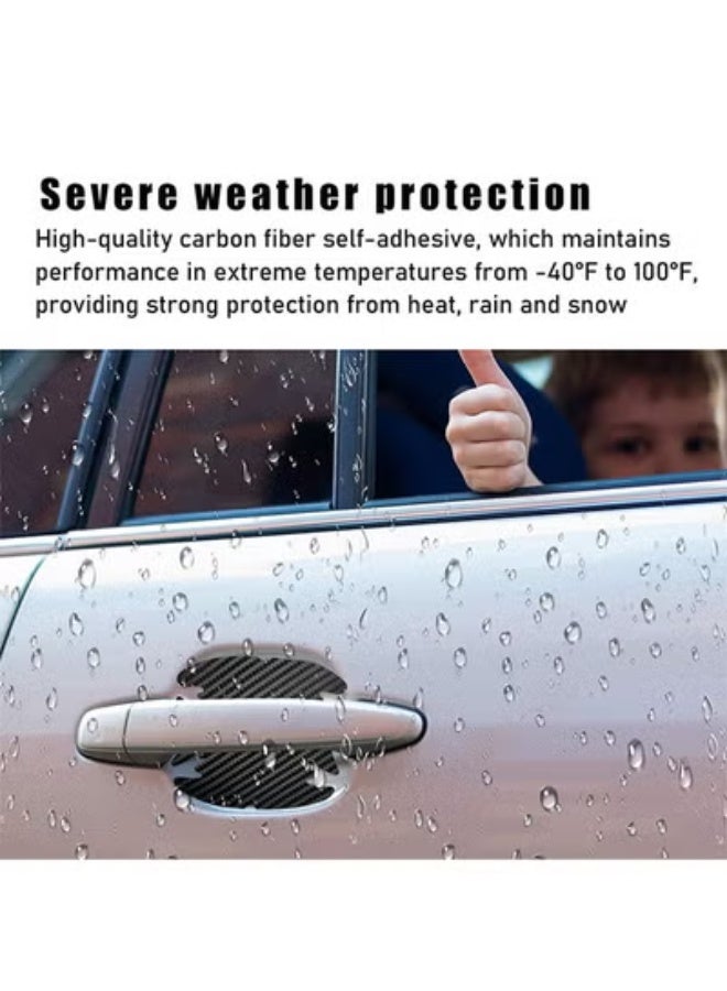 بيتشجوي 8 قطع من ملصقات مقبض باب السيارة، واقي كأس باب السيارة من ألياف الكربون المضاد للخدش، طبقة واقية غير قابلة للخدش لمقبض باب السيارة، عالمي لمعظم مقابض السيارات - Image 3