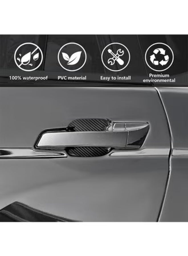 بيتشجوي 8 قطع من ملصقات مقبض باب السيارة، واقي كأس باب السيارة من ألياف الكربون المضاد للخدش، طبقة واقية غير قابلة للخدش لمقبض باب السيارة، عالمي لمعظم مقابض السيارات - Image 4