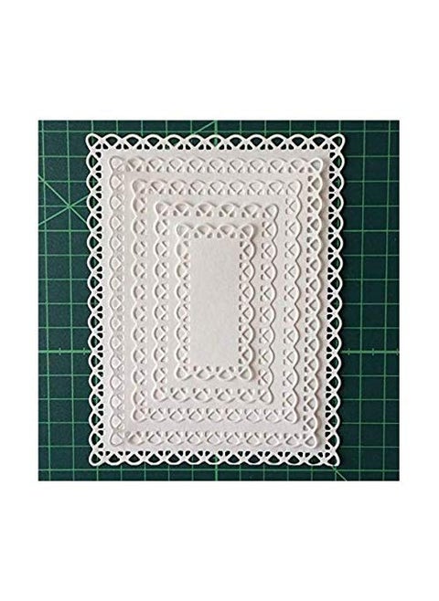 DIY Scrapbooking Artist Nested Stitched Scallop Rectangle Frame Cutting Dies Rectangle Frame Die Cuts Metal Cutting Dies Stencils DIY Etched Dies Craft Paper Card Making Embossing 143x109 cm
