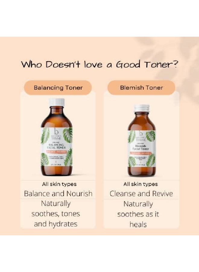 Brittanie's Thyme - تونر للوجه من هازل الساحرات العضوي المتوازن 4 أوقية ؛ زيوت النعناع والبرتقال الحلوة تخفف وتهدئ البشرة ؛ تونر لطيف سريع المفعول - Image 1