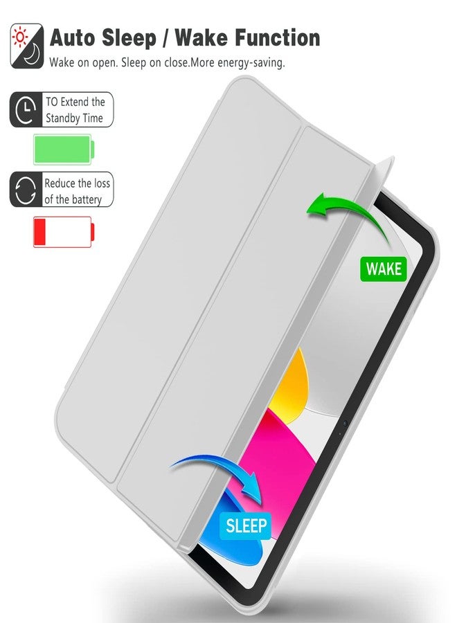 iMieet جراب iMieet لجهاز iPad (A16) من الجيل الحادي عشر/الجيل العاشر [11 بوصة 2025/10.9 بوصة 2022] مع حامل قلم، غطاء ذكي ثلاثي الطي مع ظهر من مادة TPU الناعمة، خاصية التشغيل/الإيقاف التلقائي (لون رمادي فاتح جديد) - Image 3