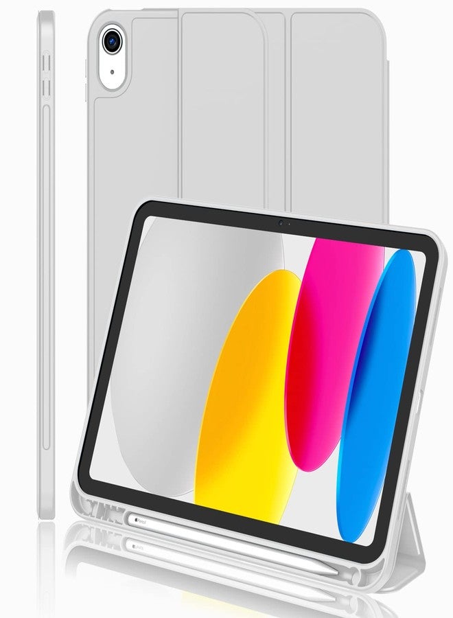 iMieet جراب iMieet لجهاز iPad (A16) من الجيل الحادي عشر/الجيل العاشر [11 بوصة 2025/10.9 بوصة 2022] مع حامل قلم، غطاء ذكي ثلاثي الطي مع ظهر من مادة TPU الناعمة، خاصية التشغيل/الإيقاف التلقائي (لون رمادي فاتح جديد) - Image 1