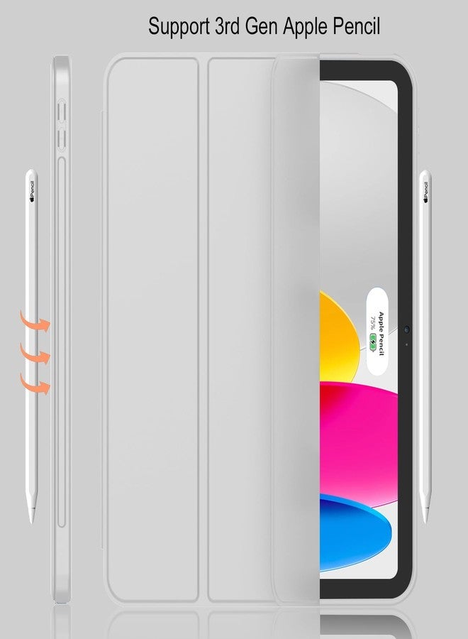 iMieet جراب iMieet لجهاز iPad (A16) من الجيل الحادي عشر/الجيل العاشر [11 بوصة 2025/10.9 بوصة 2022] مع حامل قلم، غطاء ذكي ثلاثي الطي مع ظهر من مادة TPU الناعمة، خاصية التشغيل/الإيقاف التلقائي (لون رمادي فاتح جديد) - Image 2