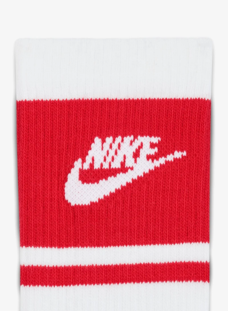 Nike WHITE(UNIVERSITY RED)/WHITE(UNIVERSITY RED)/WHITE(UNIVERSITY RED) 3-Pack Everyday Elevated Fta Crew Socks  | Best Price UAE