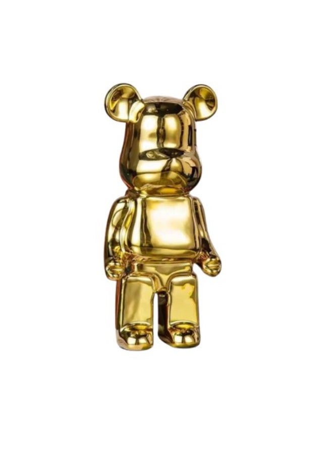 Decorative Art Bear Toy Figurine 28x10cm, Versatile Coin Bank, Gold Color. - Image 1