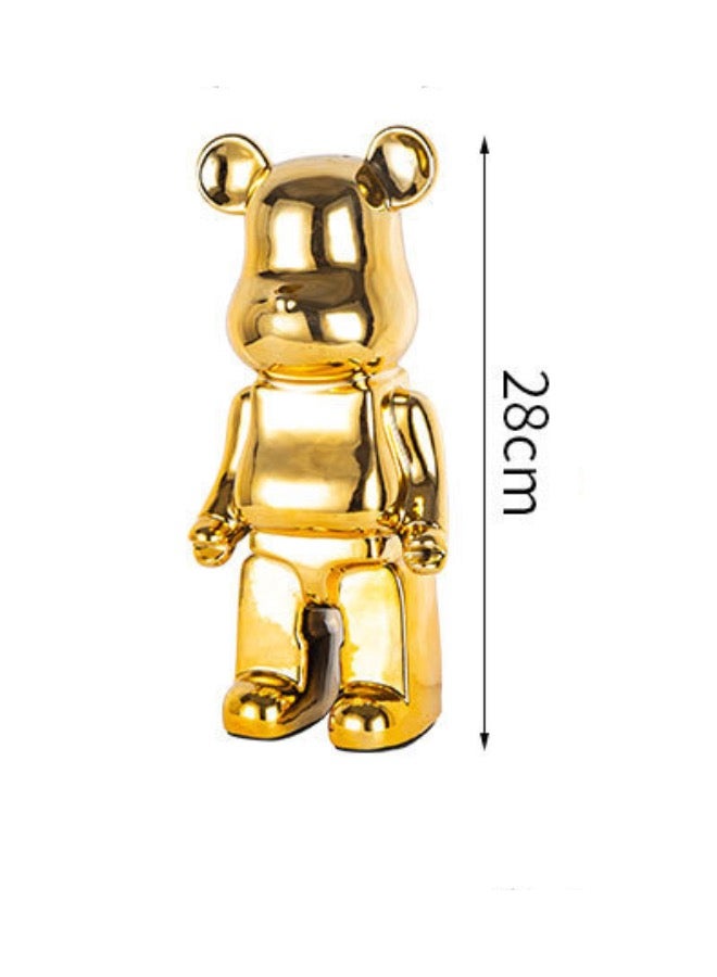 Decorative Art Bear Toy Figurine 28x10cm, Versatile Coin Bank, Gold Color. - Image 2