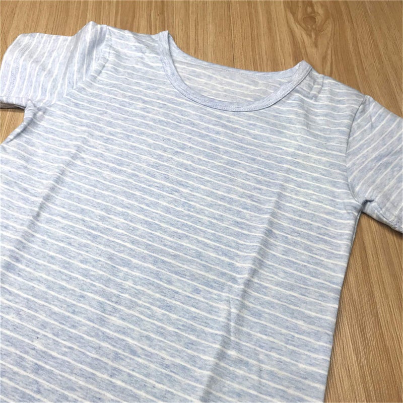 Uobzyaq Sleep Shirt for Girls Kids Cotton Stripes Nightgowns Summer Sleepover Nightdress Flouncy Sleepwear for 3-10 Years Blue Size 7-8Years(140) - Image 4