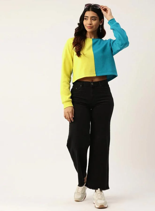 رو كولكشن Women Color Block Fleece Sweatshirt