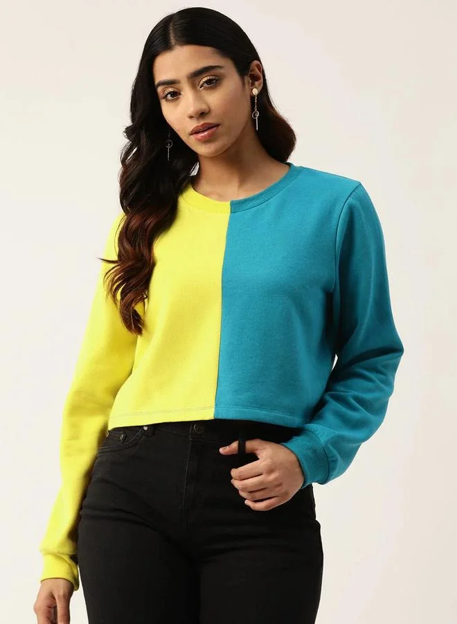 رو كولكشن Women Color Block Fleece Sweatshirt
