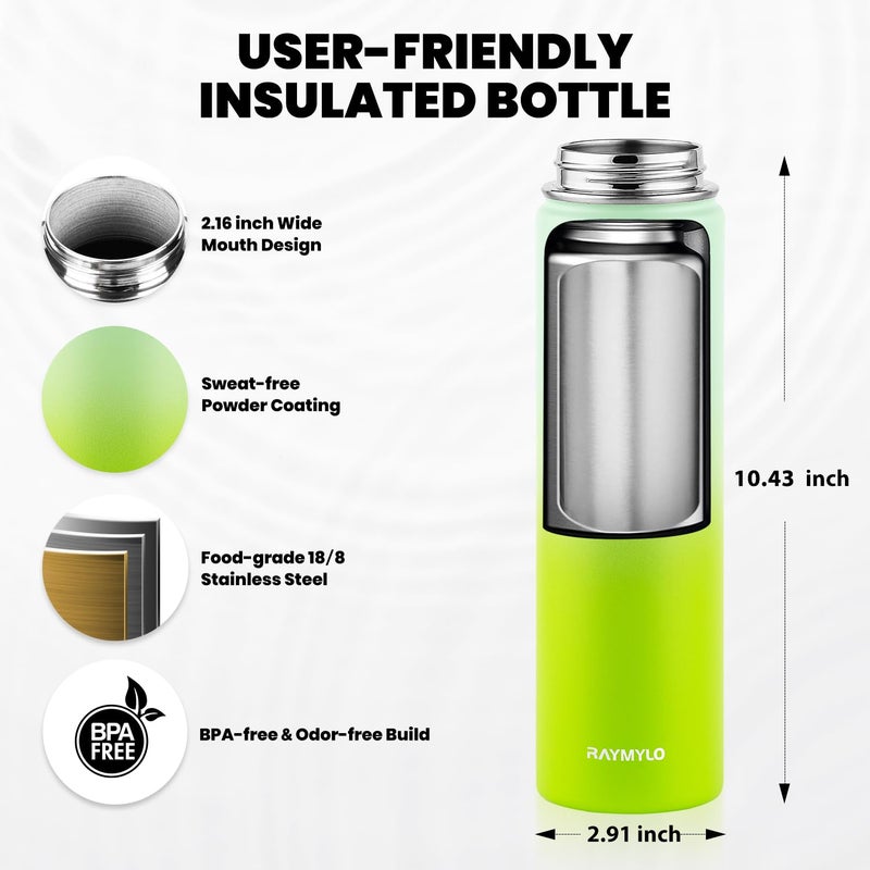 Raymylo Insulated Water Bottle 24Oz  Triple Wall Vacuum Stainless Steel (Cold For 48 Hrs  Hot For 24Hrs)  Leak Proof & Non-Bpa  24Oz Hydro Water Flask With Paracord Handle & Straw Spout Lids - Image 5